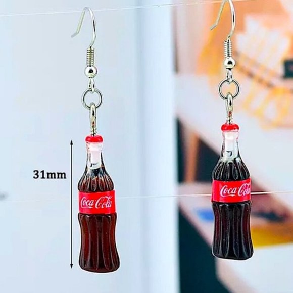 NEW!! COCA COLA Bottle Dainty Dangle Earrings - CHARMING LIGHTWEIGHT GAG GIFT - Picture 3 of 8